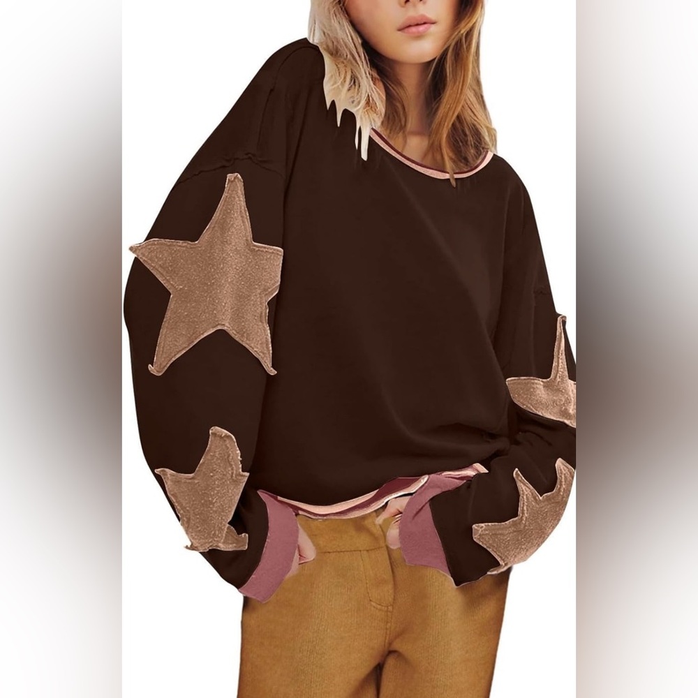 NWT KGGT Oversized Mineral Wash Star Patch Pullover - Size Large